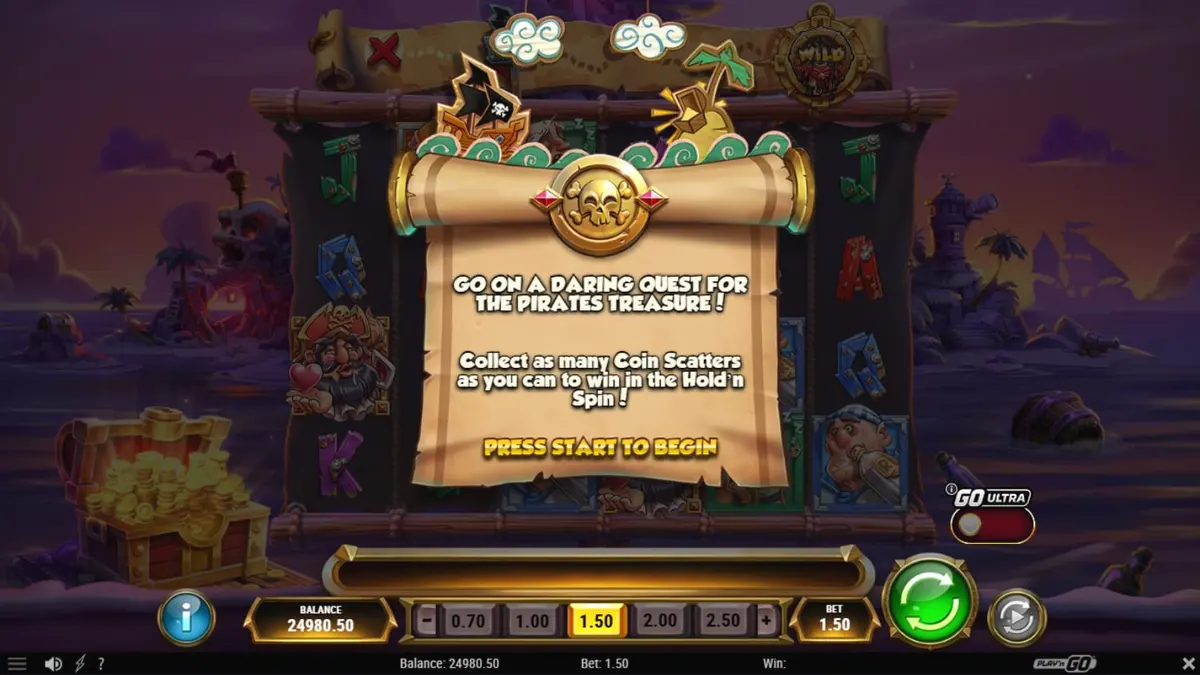 Crabby’s Gold 2 স্লট গেমের ইন্টারফেস এবং জলদস্যু থিম